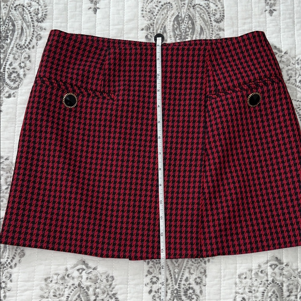 Zara Red & Black Houndstooth Mini Skirt - Picture 6 of 6